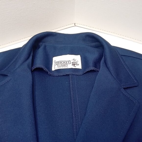 Vintage '70s Cricket Lane Blazer Jacket Dbl-Knit Polyester Pockets Navy (S/4) - Picture 6 of 8